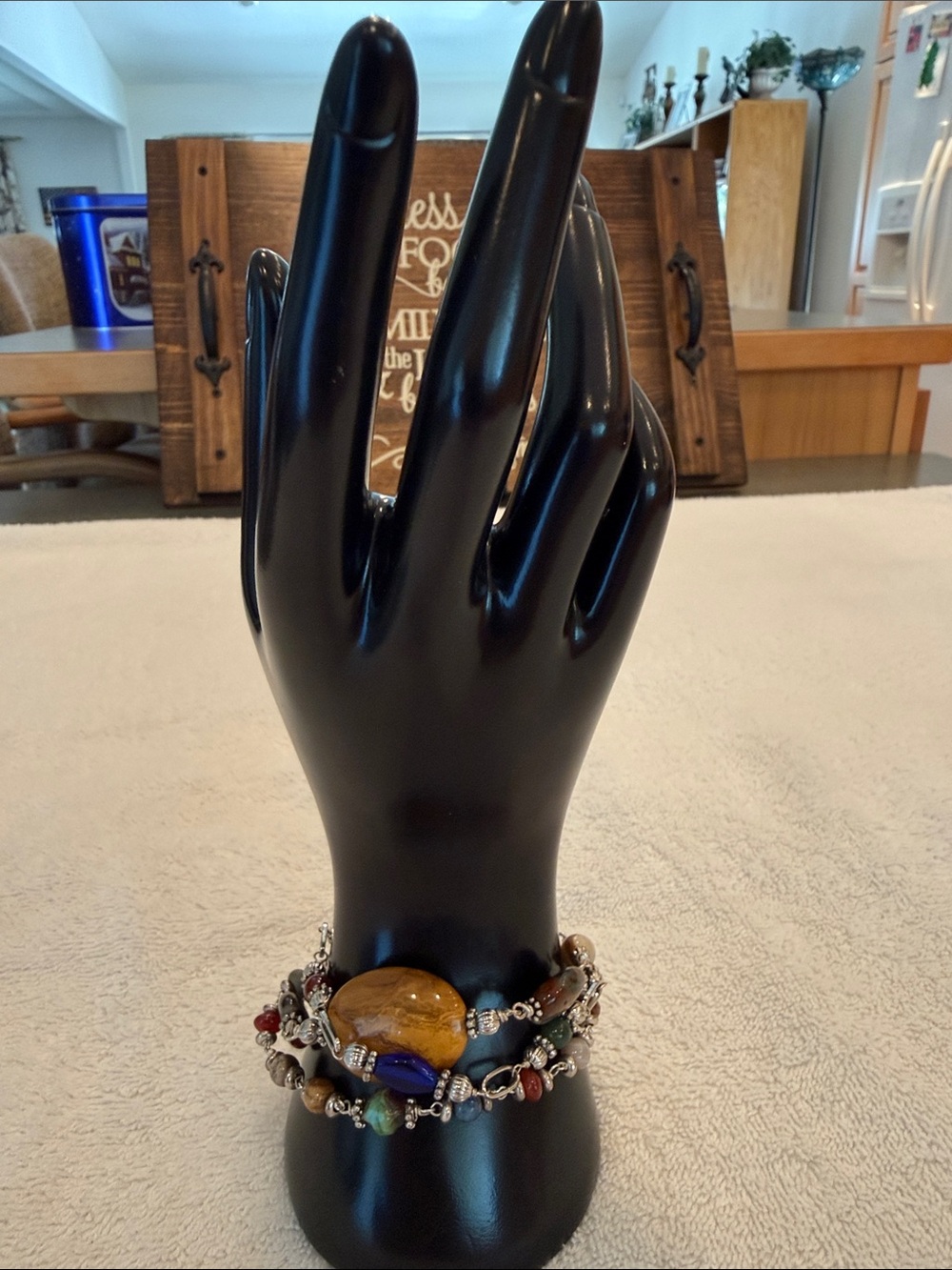 Hand-crafted Multi Colored Semi-Precious Stone Bracelet